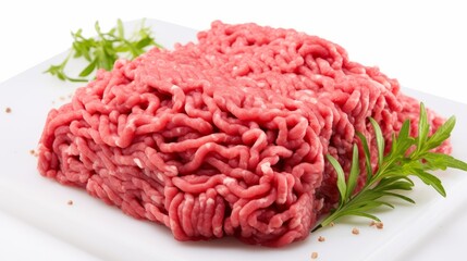 Fresh raw minced meat on white background
