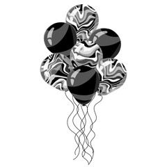 A bunch of abstract marbled texture balloons.Vector illustration for card, party, design, flyer, poster, decor, banner, web, advertising