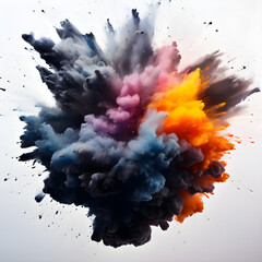 Burst of colored paint, multicolor splash of pain, colorful smoke, on white background, abstract background, color powder explosion isolated on no  background, rainbow