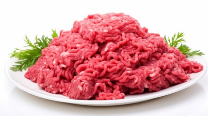 minced beef in a white background 