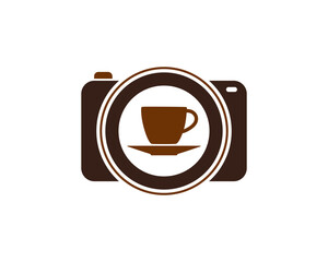 Coffee cup inside the camera vector logo