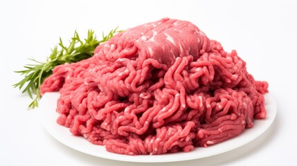 minced beef in a white background 