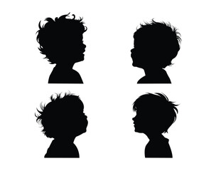 Young Boys Silhouette Set — Side View of Children for Education and Family Theme