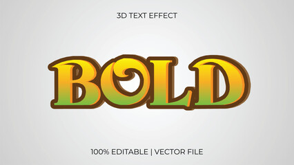 Editable bold yellow green ancient looking 3d text effect template style premium vector white background