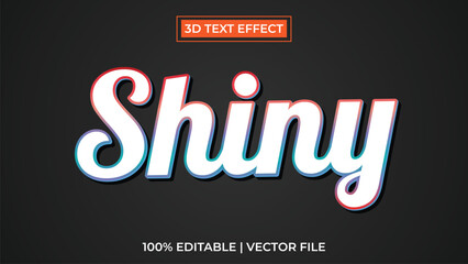 Editable shiny white lighting 3d text effect template style premium vector black dark background