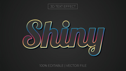 Editable shiny black 3d text effect template style premium vector black dark background