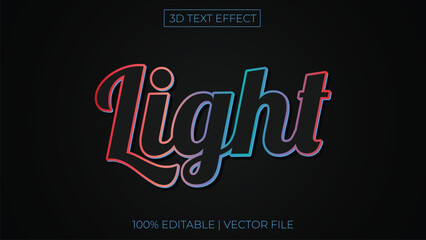 Fototapeta premium Editable neon light gradient dark black 3d text effect template style premium vector black dark background