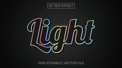 Editable neon light gradient dark black 3d text effect template style premium vector black dark background