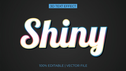 Editable shiny white lighting 3d text effect template style premium vector black dark background