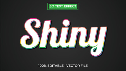 Editable shiny white lighting 3d text effect template style premium vector black dark background