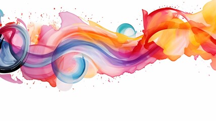 Abstract watercolor paint background, splash of multicolor rainbow paint on a white background, splatter of acrylic paint, Abstract painting with vibrant colors, splash, paint, brush strokes 
