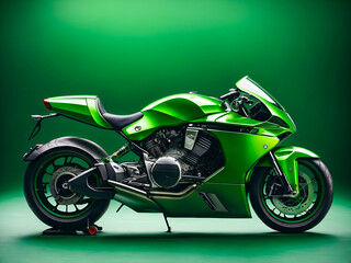 Green sport motorbike
