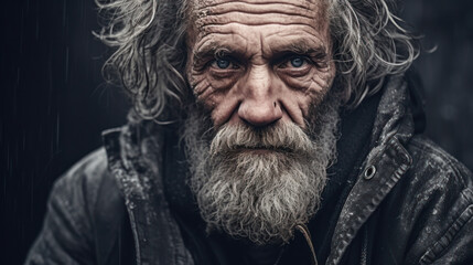 Obraz premium Homeless people. A group of homeless people on the streets light a fire and warm themselves. The importance of helping the homeless, showing support, kindness.