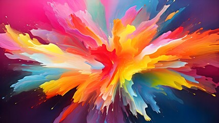Burst of colored smoke, multicolor splash of pain, colorful paint, on dark background, abstract...