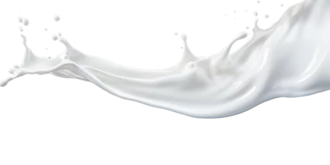 Poster Im Rahmen  photorealistic image of a splash of milk. splash of white milk, cream with drops and splashes. © Татьяна Гончарук