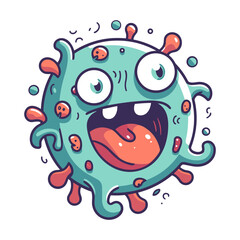 Colorful Cartoon Germ icon. A vibrant illustration of a single-eyed, smiling germ.