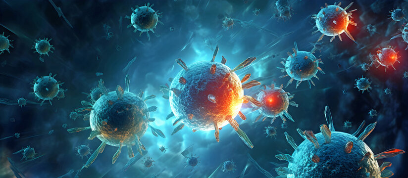 Germs Bacteria . Biology, Science microscopic medicine. treatment, Health care medication, infectious agent . Generative AI ,