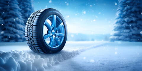 Winterized Tyre: Snow-Ready Wheels background ai generated