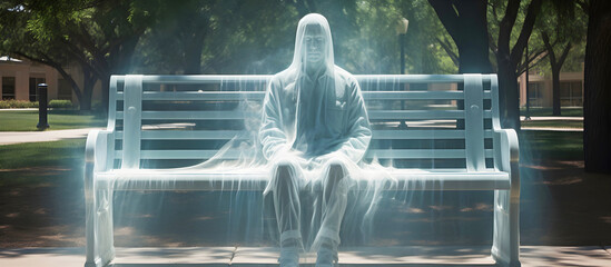 ghost on the bench. AI generated.