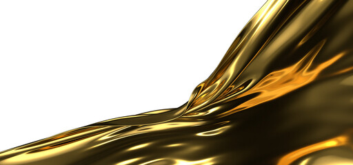 Fluid Metallic Fabric: Abstract 3D Gold Cloth Illustration for Dynamic Designs