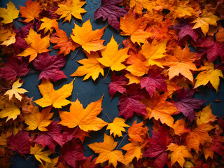 Naklejka na ściany i meble a colorful array of autumn leaves with a rich palette
