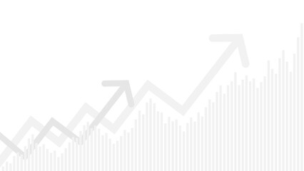 Gray and white business graph with arrows showing growth. Financial chart background. - obrazy, fototapety, plakaty