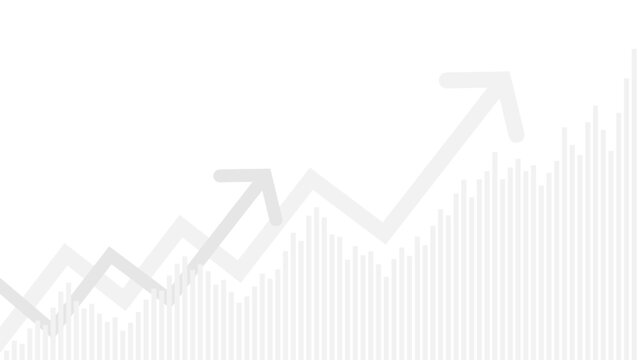 Gray and white business graph with arrows showing growth. Financial chart background.