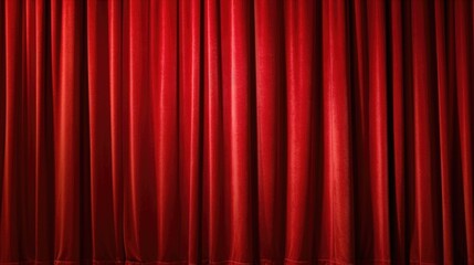 Red Velvet Theater Curtain on Empty Stage Background