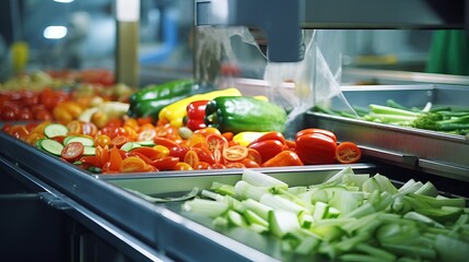salad bar with a variety of fresh vegetables. It appears to be a self-service station where customers can choose from a range of healthy options.
