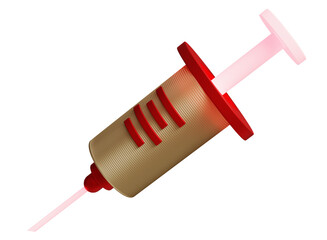 3d syringe isolated on white background. Medical injection syringe