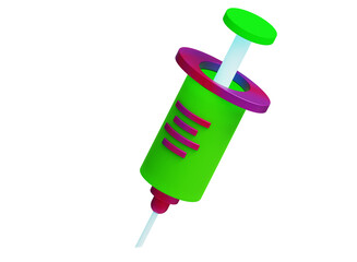 green Cartoon syringe object, 3d rendering