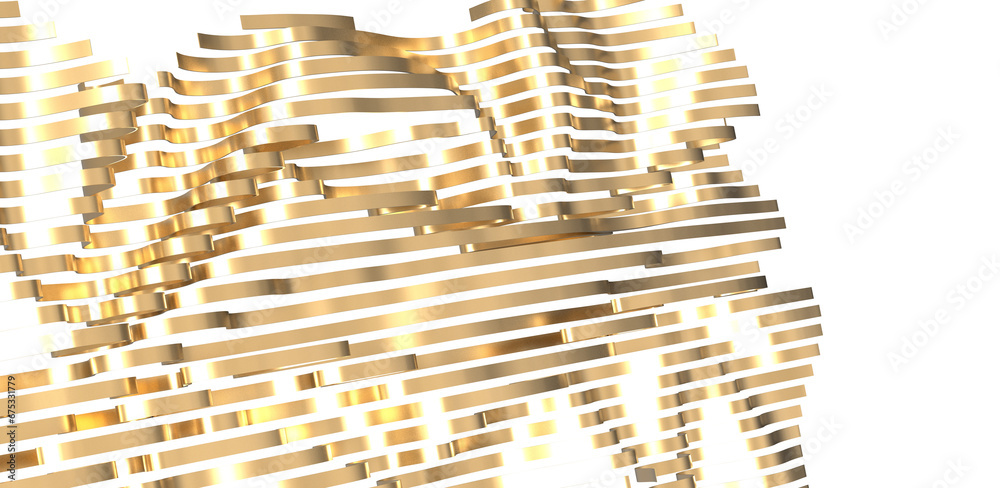 Poster golden weave: abstract 3d gold cloth illustration with intricate patterns