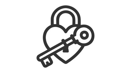 Heart Lock icon isolated vector sign design