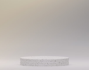 Cylindrical round white ceramic plinth on a white background