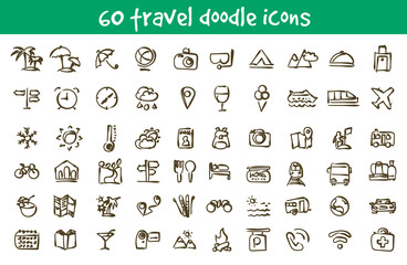 Vector set of travel doodle icons