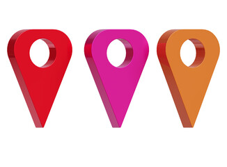 3D Realistic Location map pin gps pointer markers