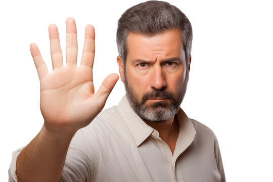 Hombre Haciendo signo de Alto parar o poner limites