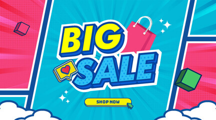 Naklejka premium Big sale comic style text effect