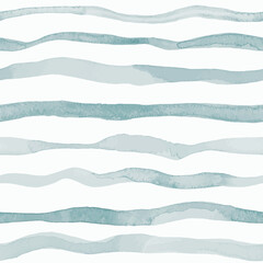Stylish pattern with blue watercolor stripes - 675334351