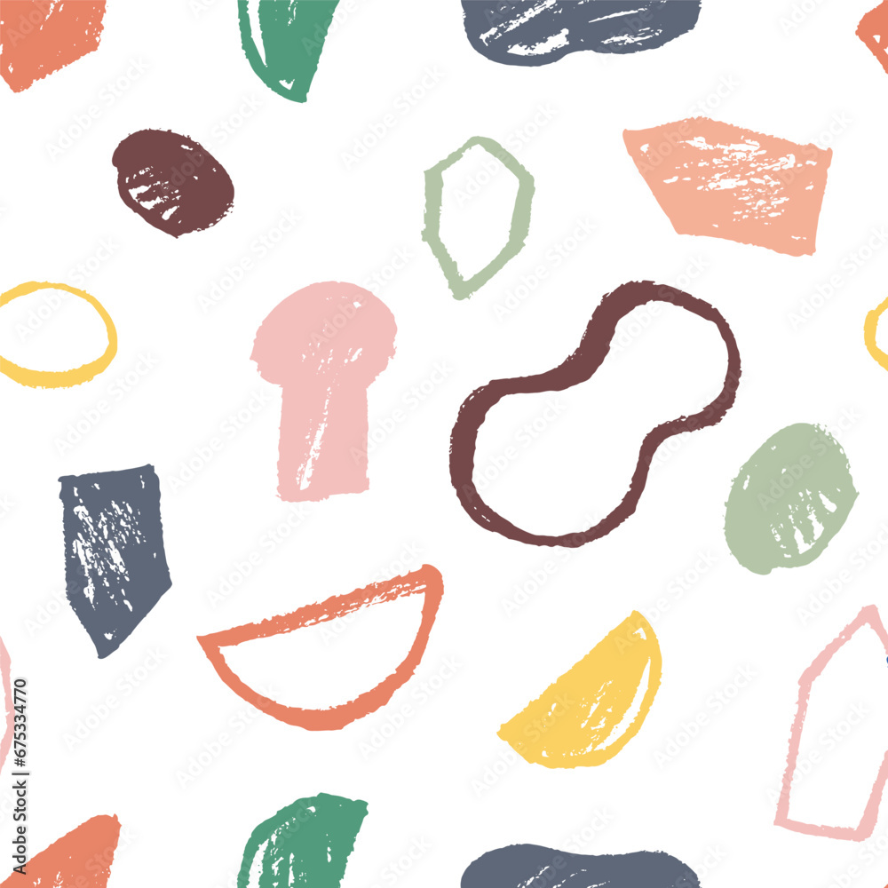Poster seamless pattern with abstract hand drawn shapes