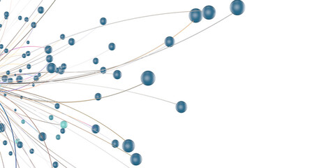 Abstract connected dots and lines. Concept of AI technology, Motion of digital data flow.