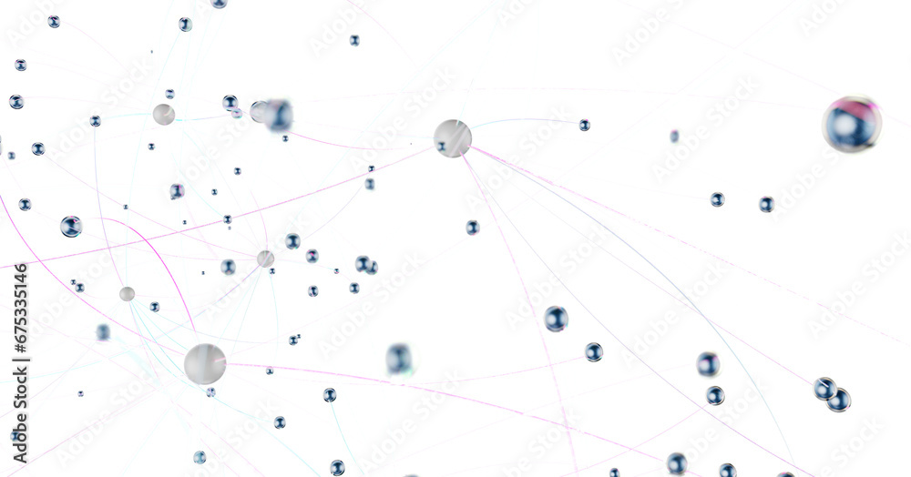 Fototapete Abstract connected dots and lines. Concept of AI technology, Motion of digital data flow.