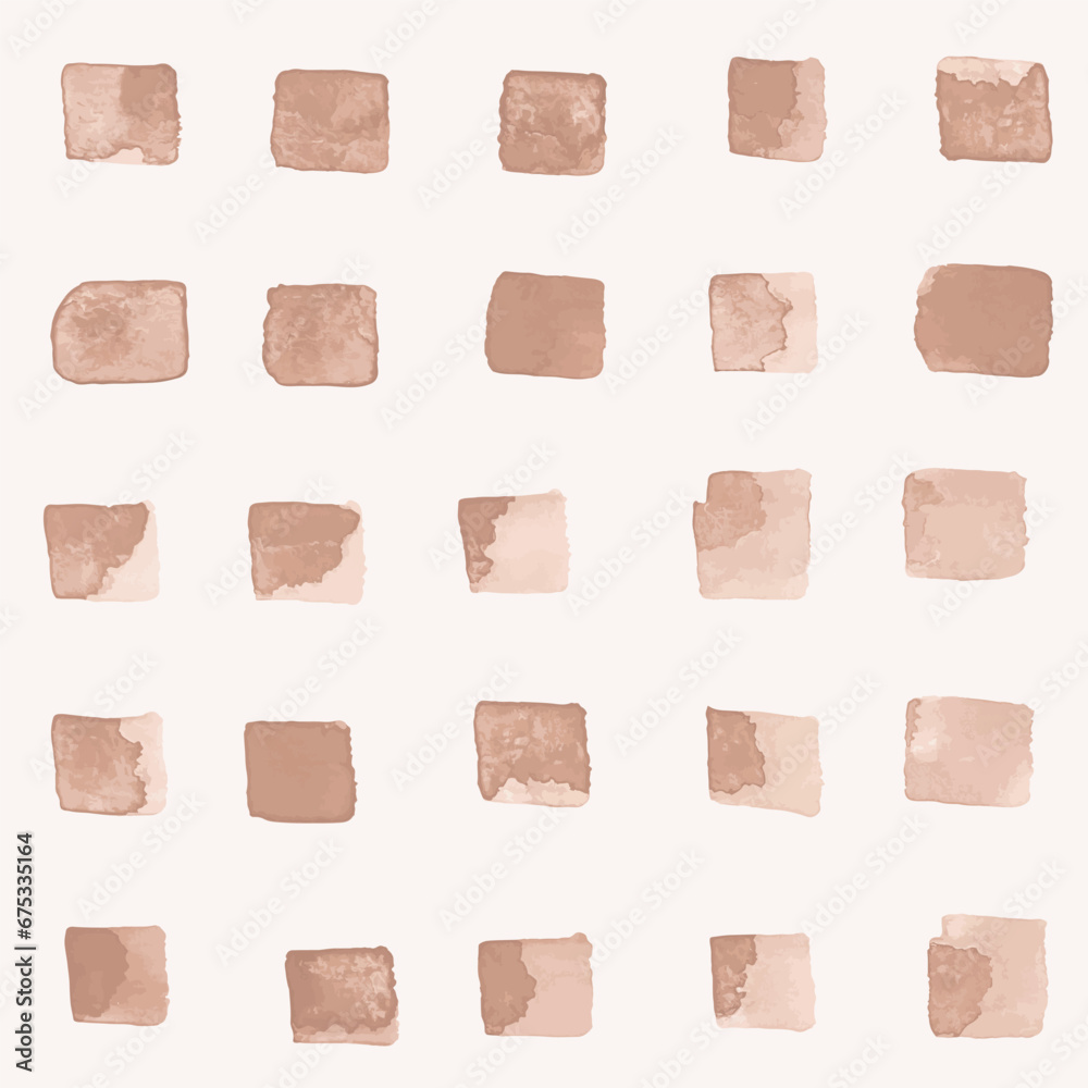Poster abstract pattern with hand drawn watercolor squares