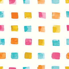 Seamless pattern with colorful watercolor squares - 675335129