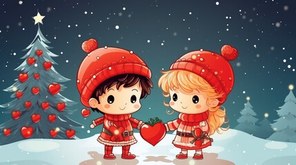 Christmas cartoon watercolor