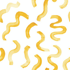 Seamless abstract pattern with yellow watercolor curves