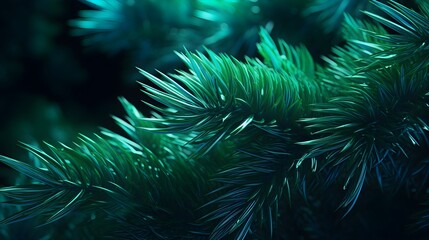 Blue fir tree winter abstract blurred background.