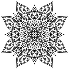 Hand drawn mandala coloring book or tattoo design. #04