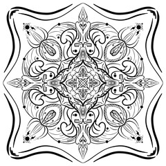 Hand drawn mandala coloring book or tattoo design. #01