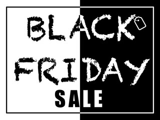 Black Friday Sale promotional poster or sign. Social media banner design. Black and white.